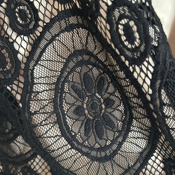 Beautiful lace jacket with satin like fabric underneath. 30 inches long - Picture 2 of 4